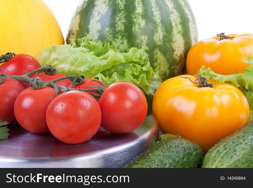 Fresh vegetables isolated on white