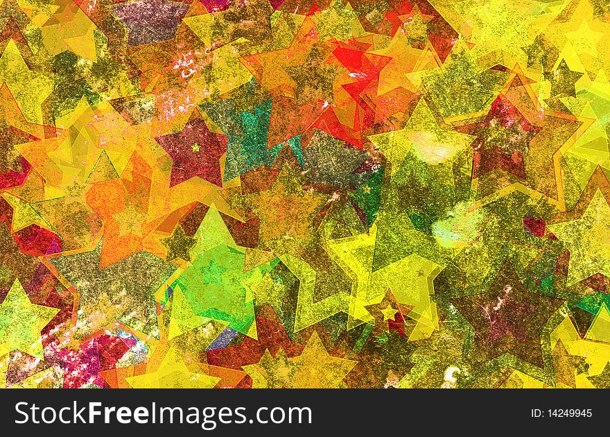 Grunge Stars on the wall, abstract background