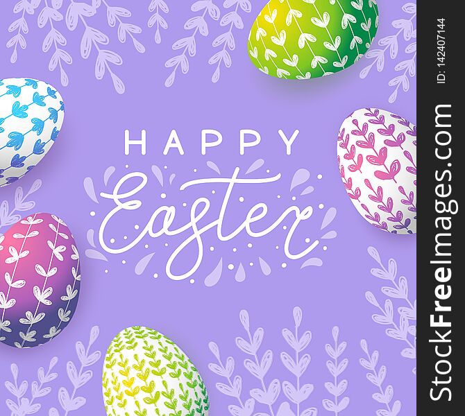 Easter Greeting Card With Color Eggs