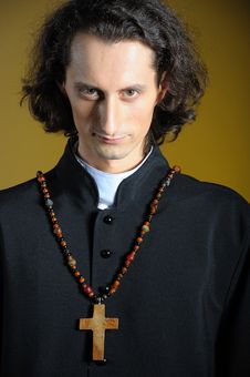 Praying Priest With Wooden Cross Stock Image Praying Priest With Wooden Cross Stock Image