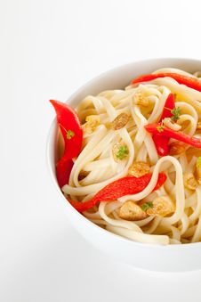 Spaghetti Bowl With Garlic And Pepper Royalty Free Stock Photo Spaghetti Bowl With Garlic And Pepper Royalty Free Stock Photo
