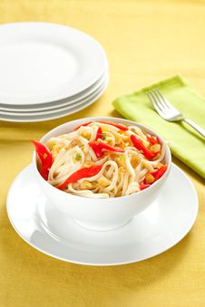 Spaghetti Bowl With Garlic And Pepper Royalty Free Stock Image Spaghetti Bowl With Garlic And Pepper Royalty Free Stock Image