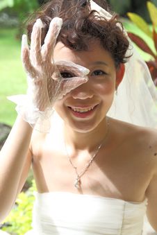 A Happy Asian Bride Stock Image