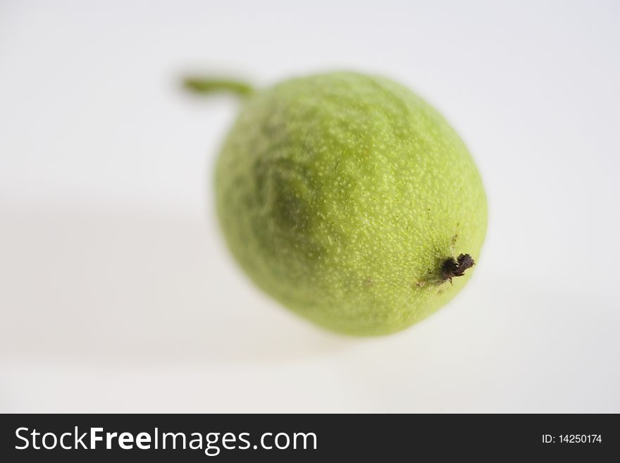 Detail of fresh green walnut. Detail of fresh green walnut