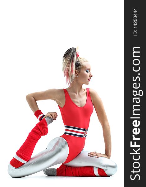 Modern style dancer posing on studio background. Modern style dancer posing on studio background