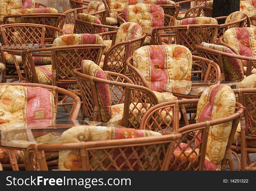 Empty terrace chairs