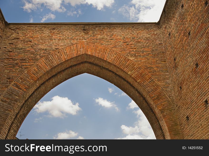 Ancient arch in bologna , each one town doors