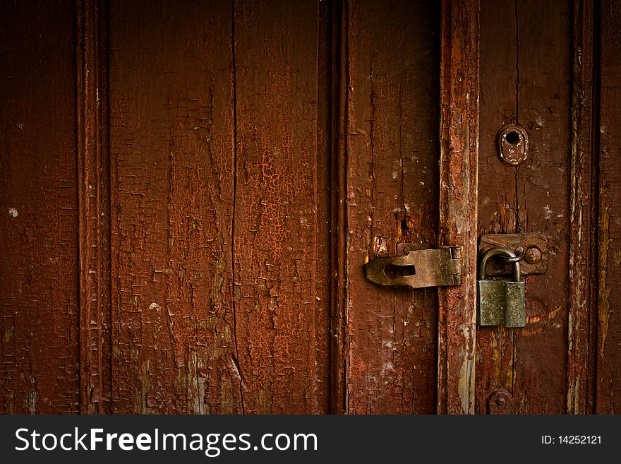 Old wooden door on the castle. Old wooden door on the castle