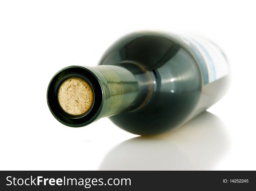 A Close Up Of A Sealed Wine Bottle Isolated On White Background