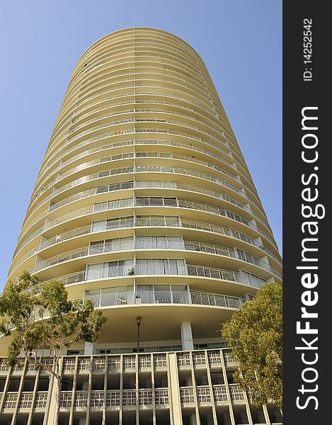 Hotel Tower Structure on Southern California Coastline in Long Beach