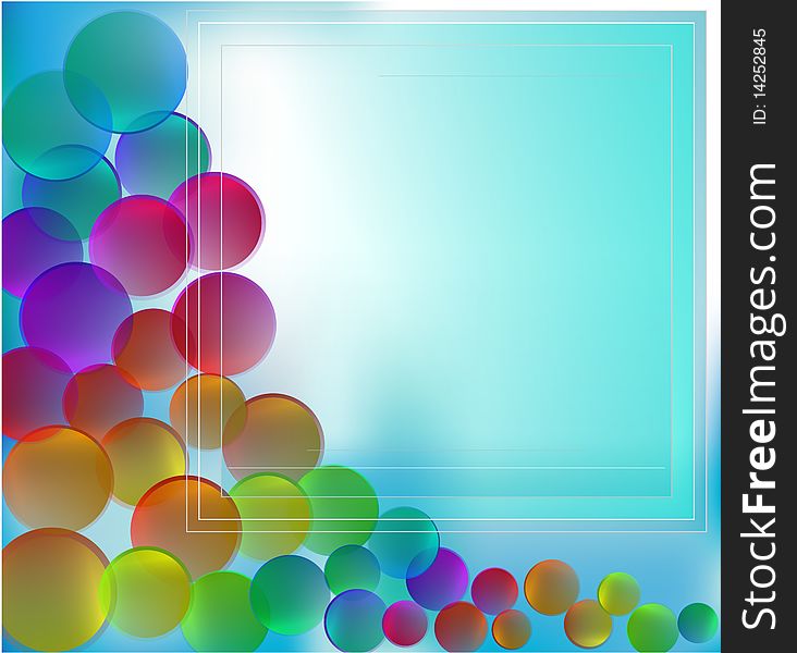 Blue abstract background with colored circles. Blue abstract background with colored circles