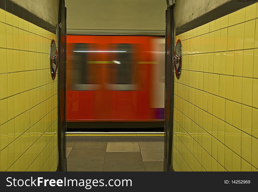 Moving train in london tube