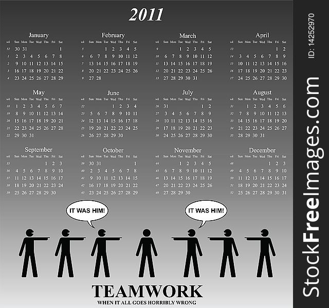 2011 calendar with an office teamwork theme