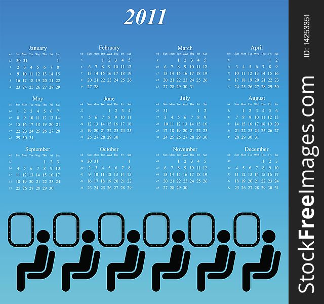 2011 calendar with an abstract airline passenger theme