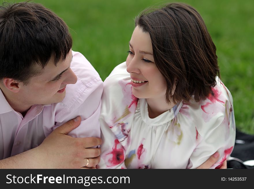 Happy couple on the nature