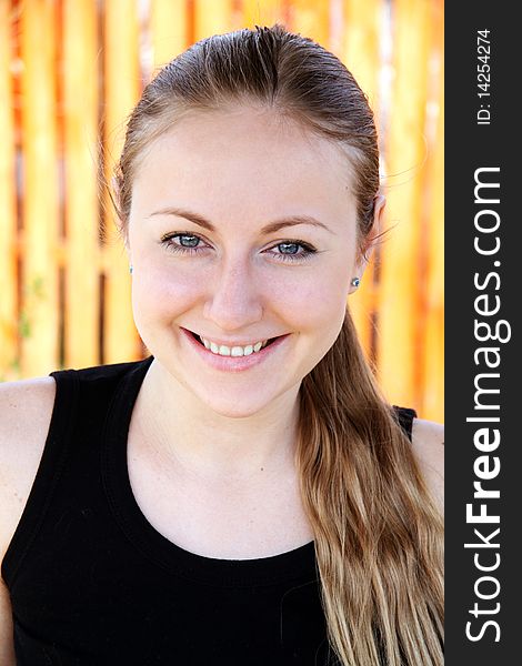 Closeup portrait of a beautiful young woman