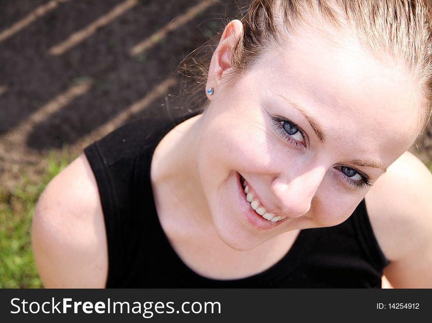 Closeup portrait of a beautiful young woman