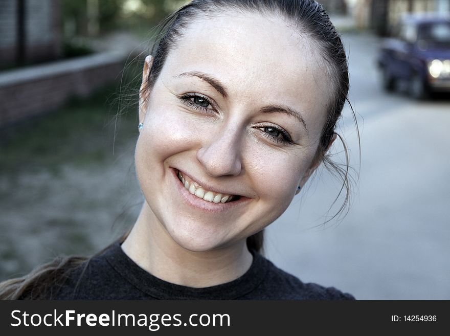 Closeup portrait of a beautiful young woman