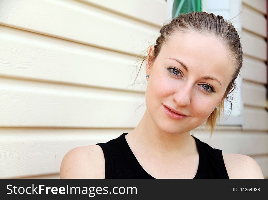 Closeup portrait of a beautiful young woman