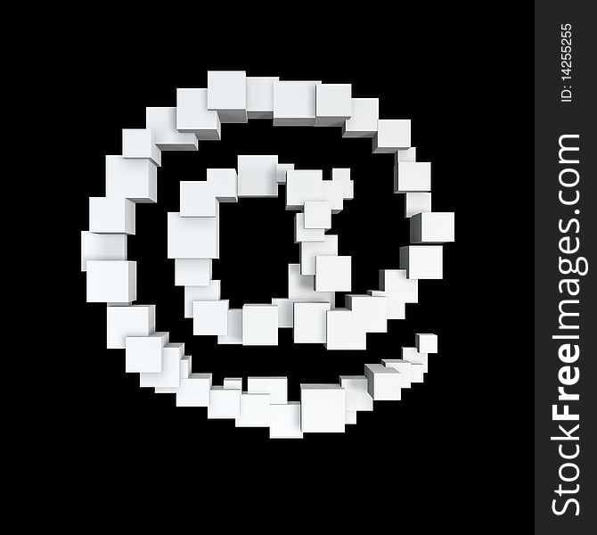 Email pixel box symbol isolated on dark background