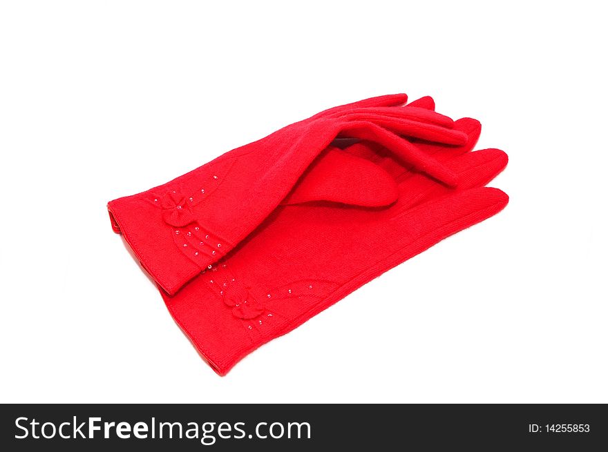 Photo of the red gloves on white background