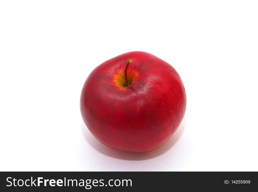 Photo of the red apple on white background