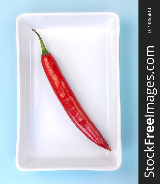 Red Chilli Pepper isolated on a blue background