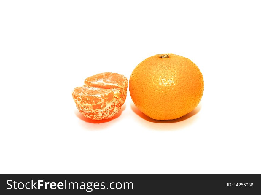 Photo of the tangerines on white background