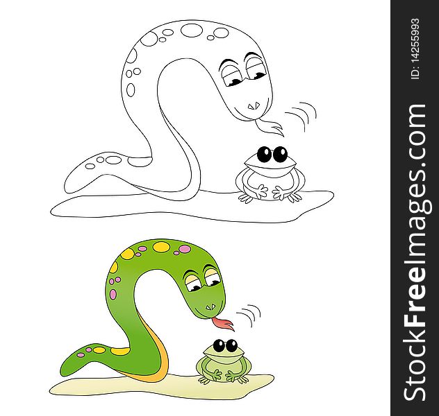 Snake & Frog Cartoon