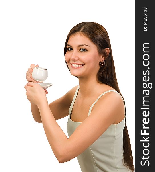 Girl with cap of coffee