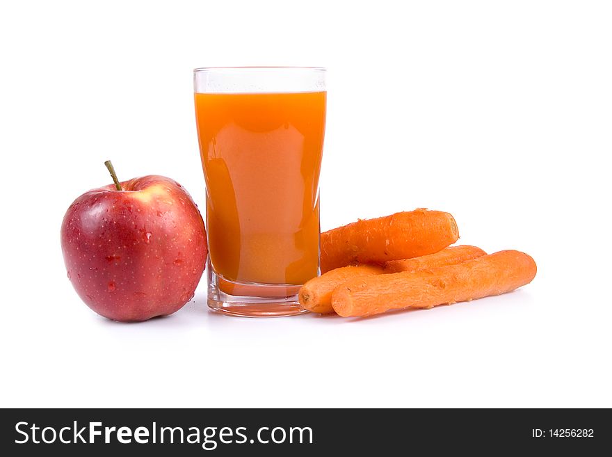 Apple-carrot juice isolated on a white background