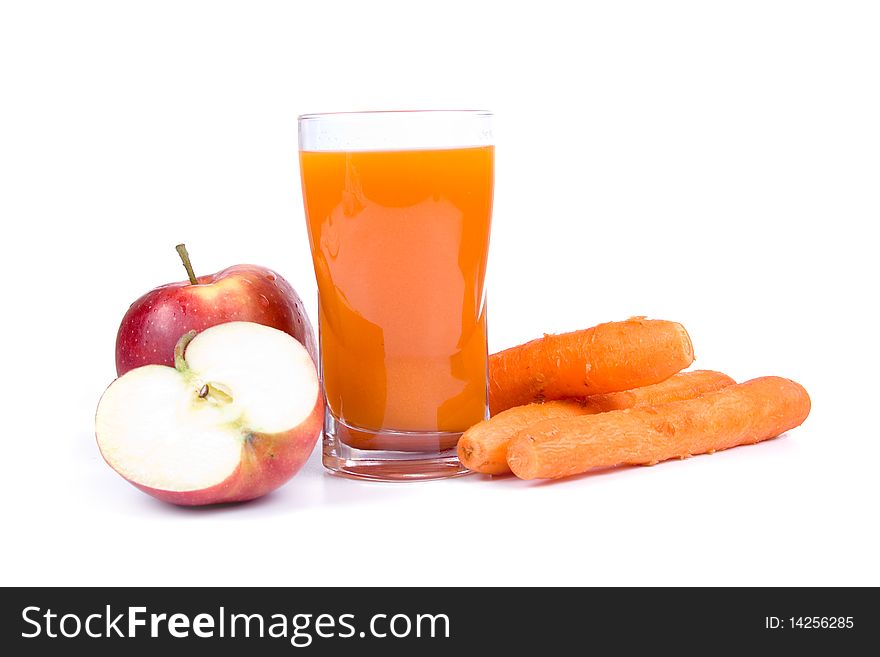 Apple-carrot juice isolated on a white background