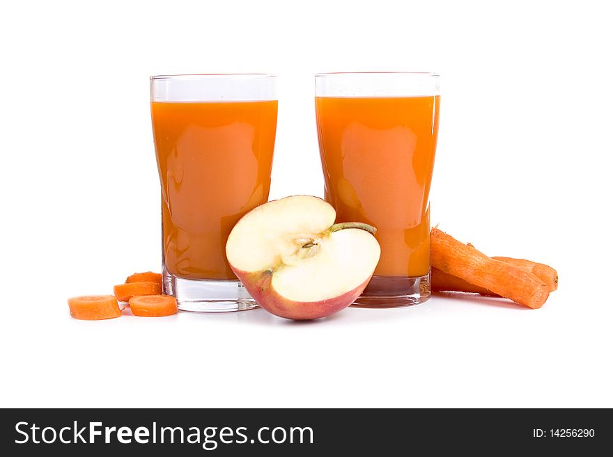 Apple-carrot juice isolated on a white background