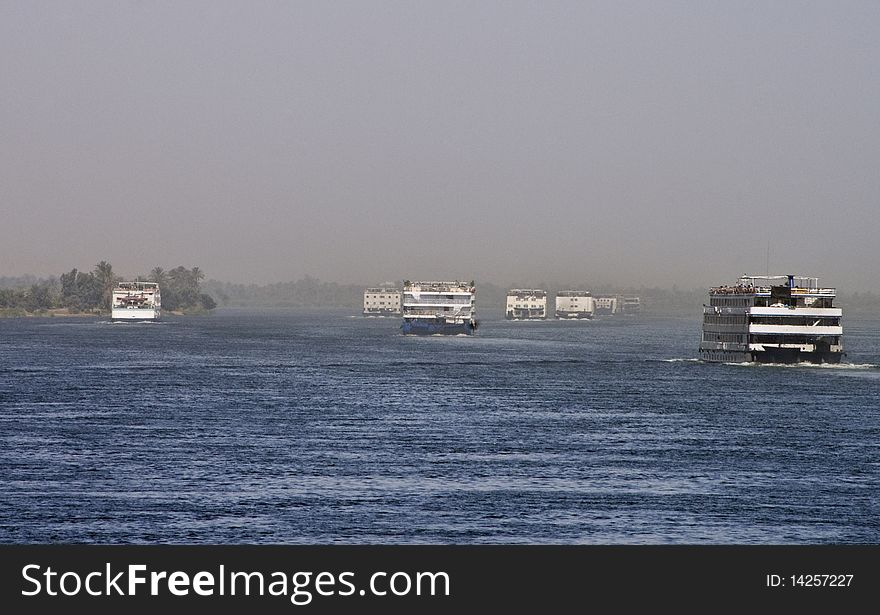 Cruise ships  on the Nile River. Cruise ships  on the Nile River