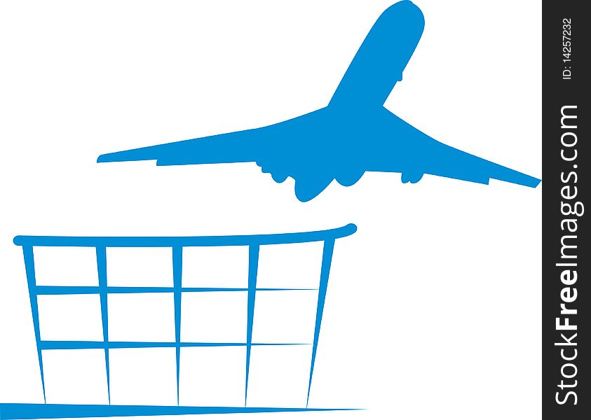 Simple illustration. Terminal and aircraft. Simple illustration. Terminal and aircraft