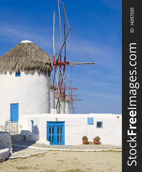 Windmills on the hill of Mykonos