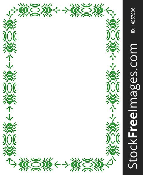 Drawing of green flower pattern in a white background