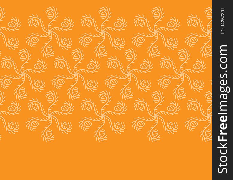 Decorative pattern with yellow elements on orange background. Decorative pattern with yellow elements on orange background