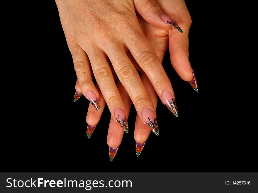 Nails hands, woman gentle, flower, accurate, manicure dangerous