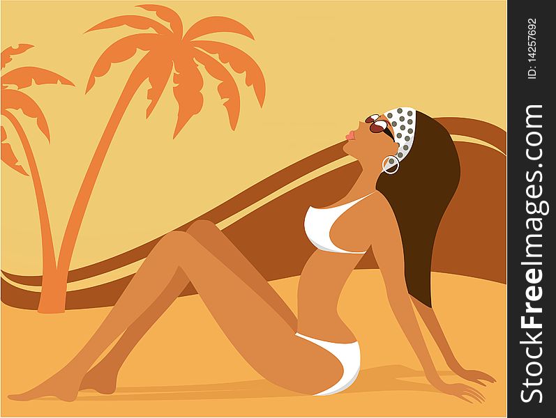 Summer background with beach - vector illustration. Summer background with beach - vector illustration