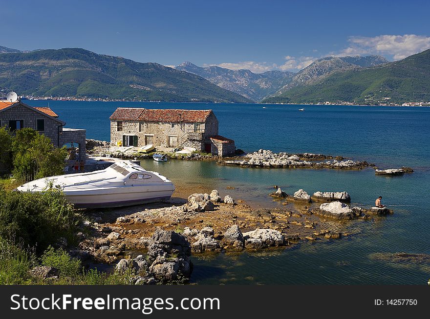 Boat house beach sea fisherman. Boat house beach sea fisherman