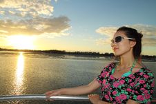 An Asian Girl Enjoying Sunset Stock Image An Asian Girl Enjoying Sunset Stock Image