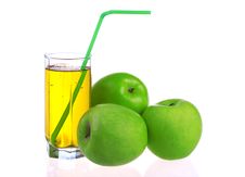Glass Of Apple Juice With Green Apples Stock Image