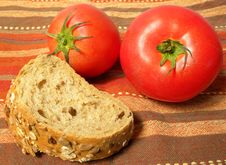 Piece Of Bread With Tomatoes Stock Photography Piece Of Bread With Tomatoes Stock Photography