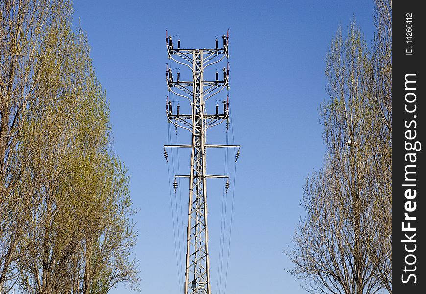 Tower of electricity in Catalonia, Spain. Tower of electricity in Catalonia, Spain