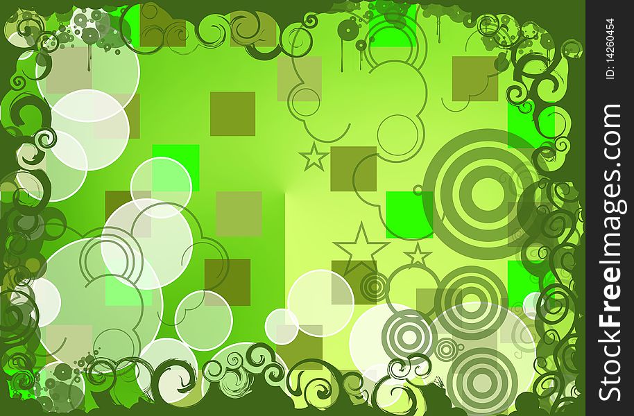 Abstract green background with circles lights and other