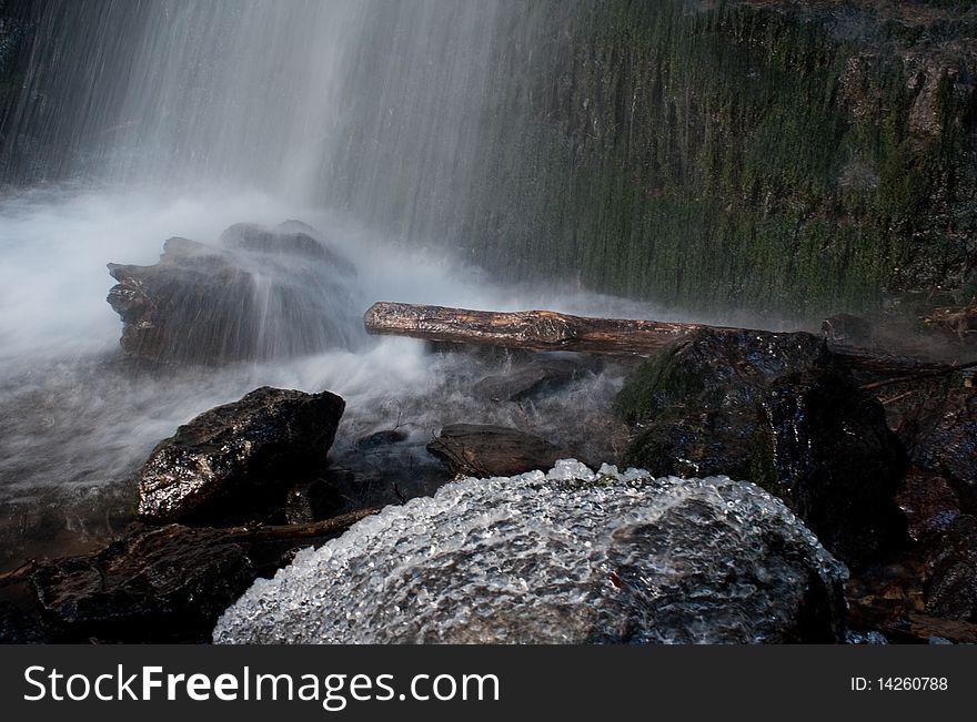 Icy waterfall in winter in black forest, germany