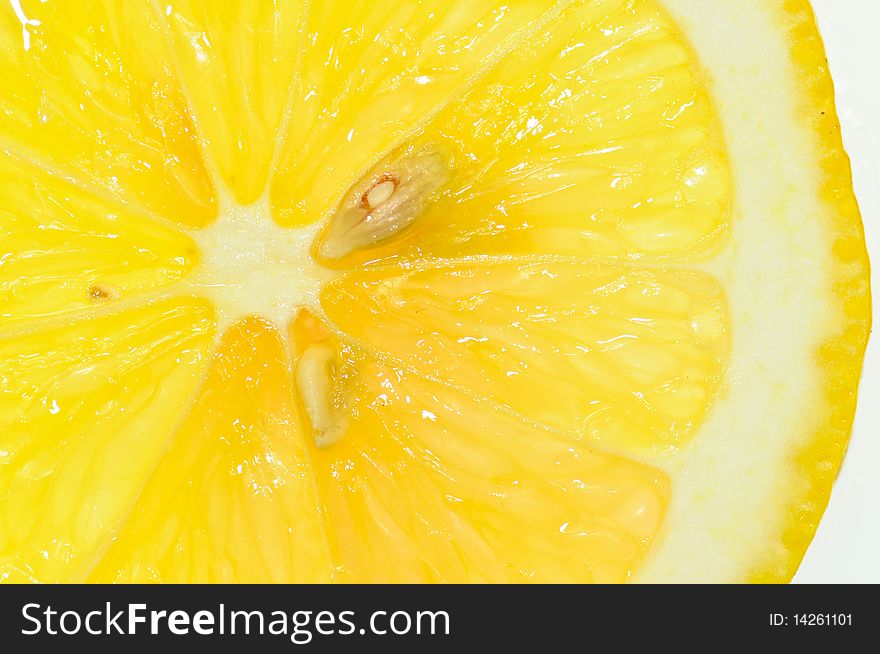 A macro shot of a lemon slice.