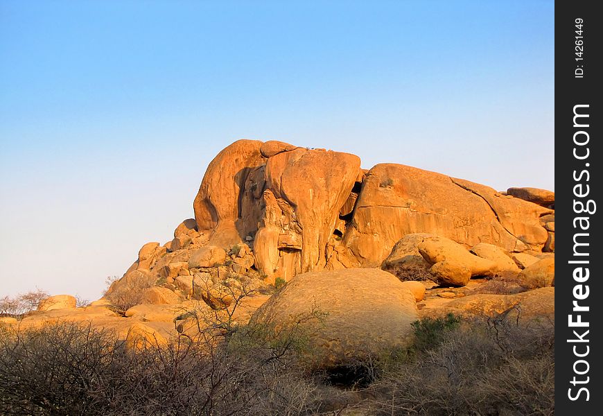 Elephant head rock in Erongo Mountains, Namibia