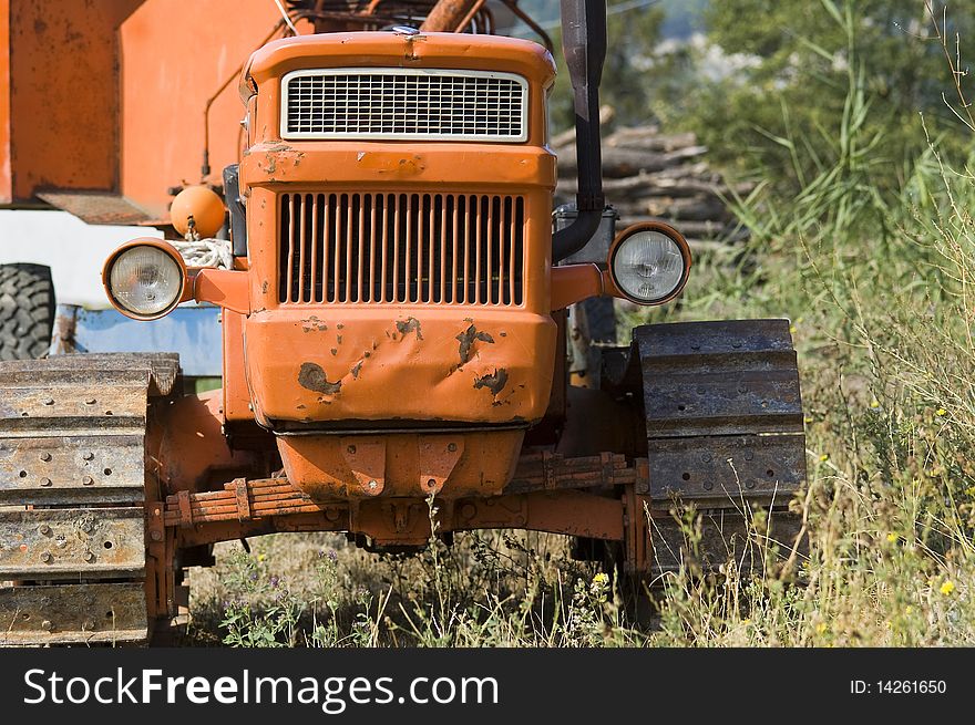 Old farm fiat caterpillar tractor. Old farm fiat caterpillar tractor